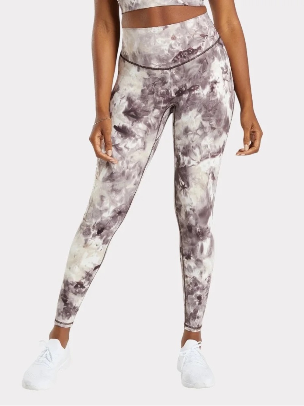 Gymshark Marble Print High-Waist Leggings in Brown/purple and White